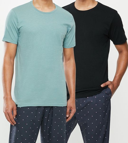 Men's Superbalist 2 Pack Scoop Neck Short Sleeve Sleep Tee Black