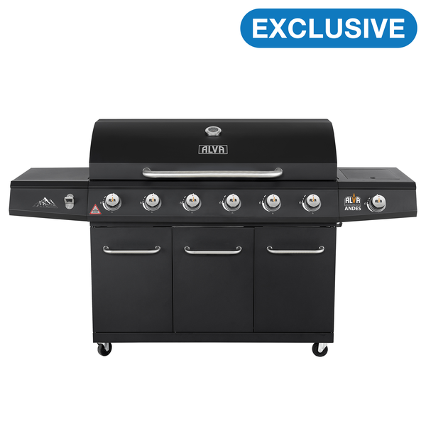 Alva - Andes 6-Burner Gas Braai - Black