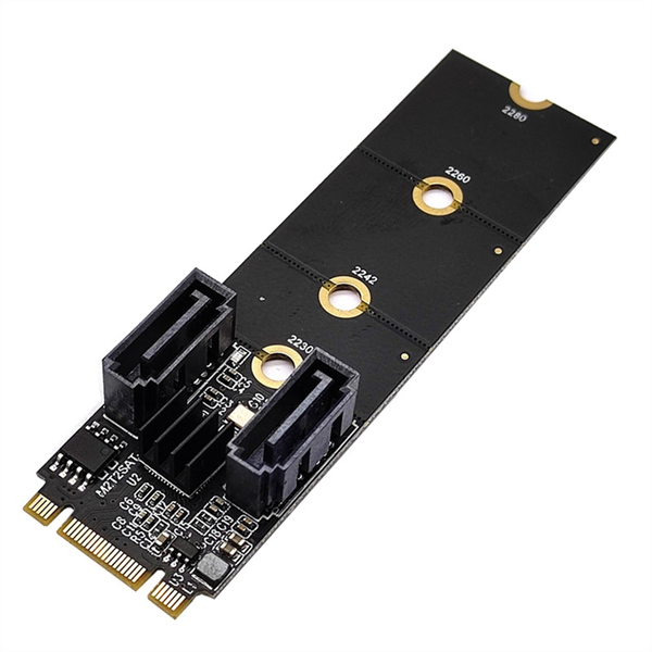 M.2 KEY-M NVME PCI-E To 2-Port Sata3.0 Expansion Card Adapter Card
