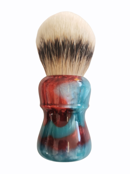 Shaving brush Oumo Compass Ice and Fire Silk Silver Tip Badger Knot