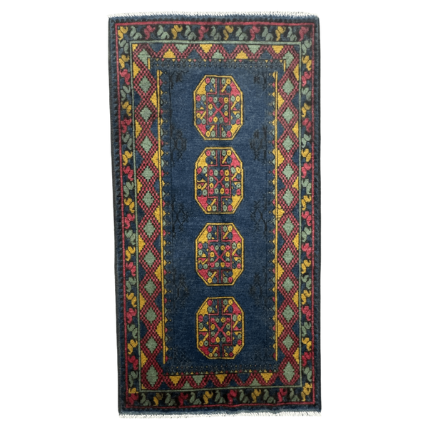 Carpet Express &amp; Decor/HandMade Color Afghan Denim Blue/Red rug- 189 x 98cm