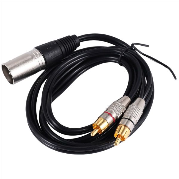 1 XLR Male to 2 RCA Male Plug Stereo Audio Cable Connector Y Splitter Cord