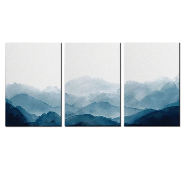 Canvas-Art-3 Pieces Blue Hills Landscape Painting Wall Art