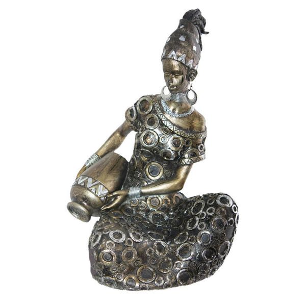 Bronze Girl/Ring Sitting Statue - 23Cm YAN47U1