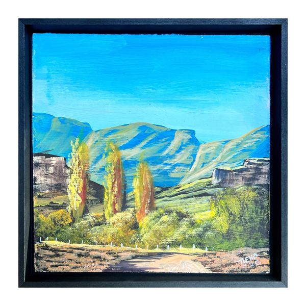 Original Landscape Painting-Trees by SA Artist (33x33cm), Signed and Framed