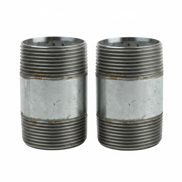 Galvanized Steel Nipple 100mm Plumbing Fitting - 2 Pack