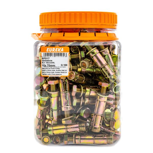 EUREKA Expansion Bolts 10 x 70mm Q:100 BP317
