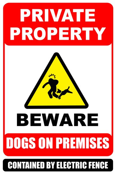 Private property Beware dogs on property 40x60cm sign.