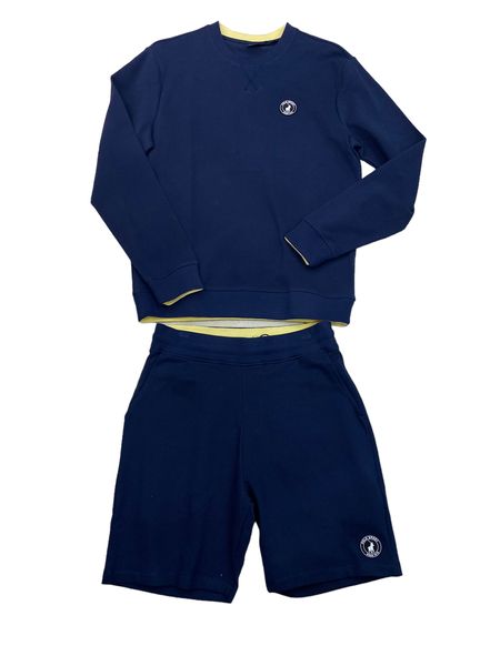 Polo - Men's Sport L/S Pique Sweat-Top/Shorts Set - Navy