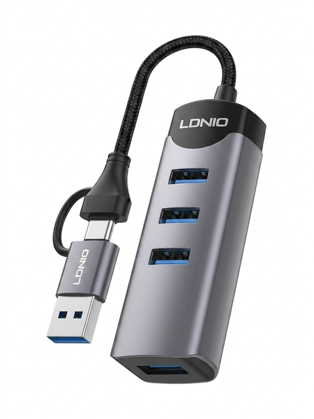 4-in-1 USB Type-C Hub with 4Port USB-5Gbps High-Speed Data Transfer LDNIO