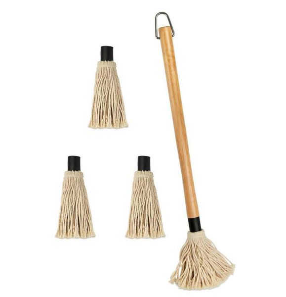 BBQ Basting Mop Removable Barbecue Roasting Grilling Cotton Brush