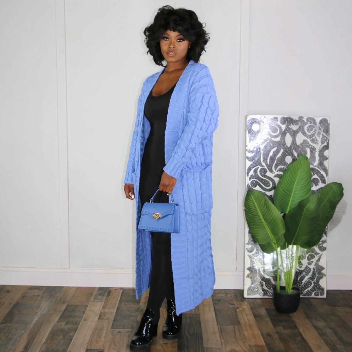 Lin Long Maxi Knit Winter Knit Jersey Cardigan with Pockets for