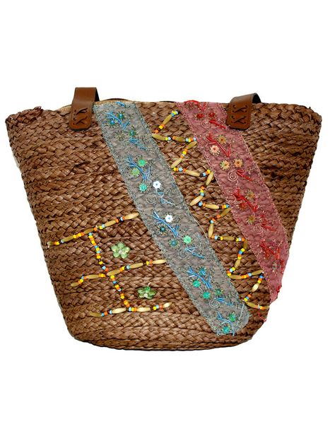 Fino CJK-05066 Exotic Straw Tote Beach Bag