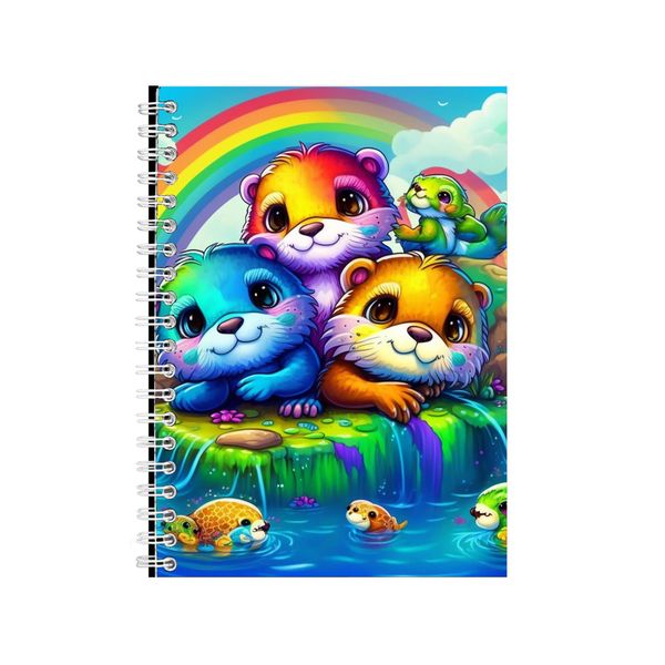Baby Otter Rainbow Trio Notebook Animal Gift Idea Notepad Pad 81