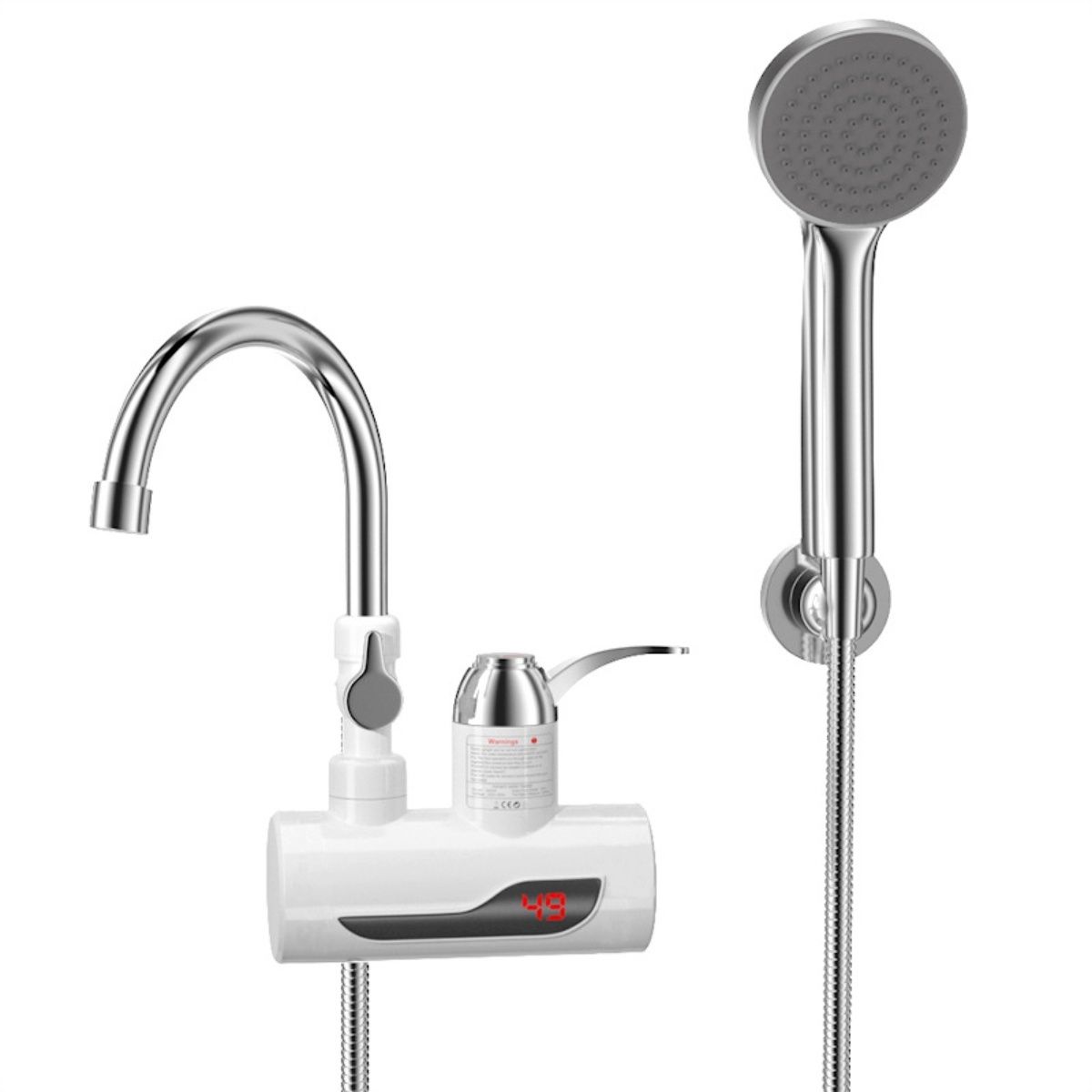 Electric Shower Water Instant,Water Faucet,Fast Heating Water Tap - Silver