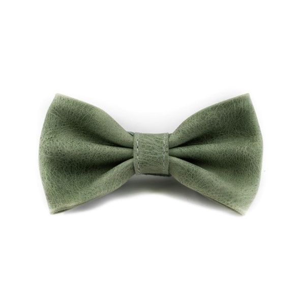 Leather Bow Tie Handmade Genuine Leather Adjustable Antique Brass One Size