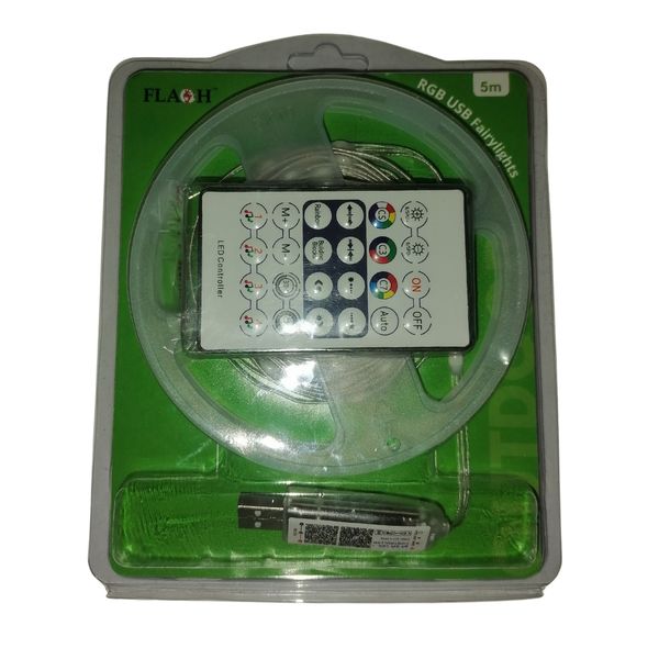 Flash - RGB USB FairyLights with Remote Control - 5m