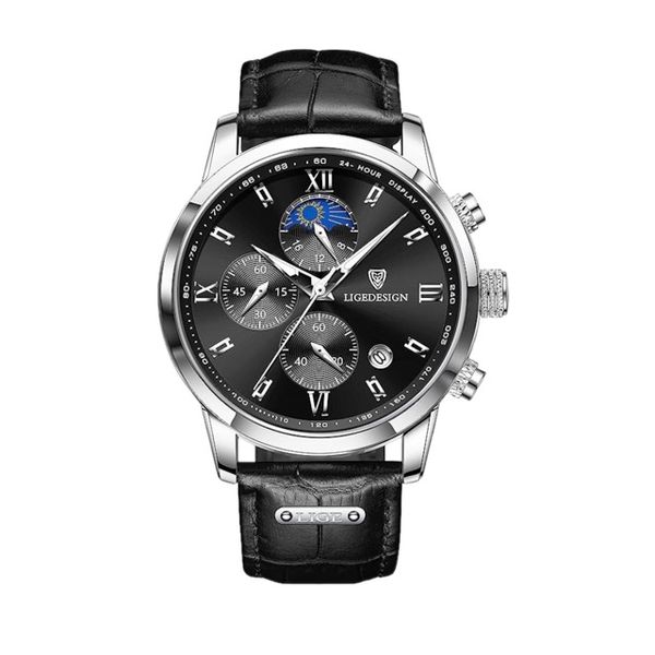 Men's Stainless Steel Buckle Clasp Luxury Waterproof Quartz Watch