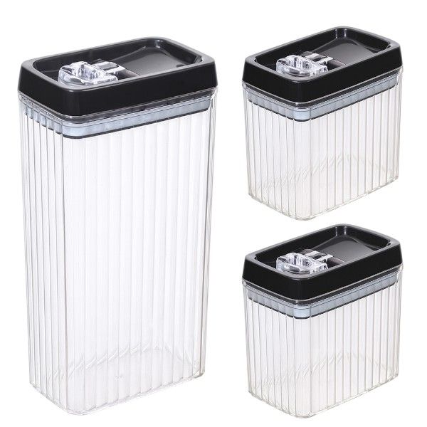 3 Piece - Ribbed Design Food Storage Containers - Transparent