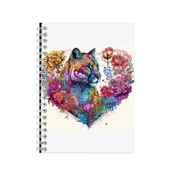 Cougar 2 Watercolor Heart Notebook Animal Gift Idea Notepad Pad 117