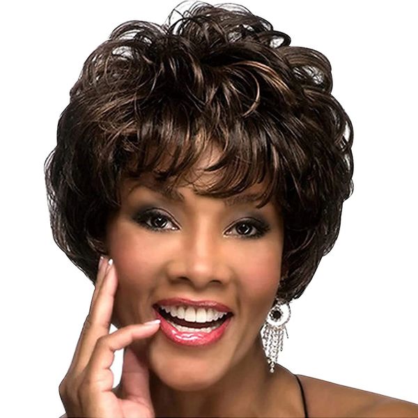 Ladies Wig Short Fluffy Curly Heat-Resistant Synthetic Hair Wig Suitable