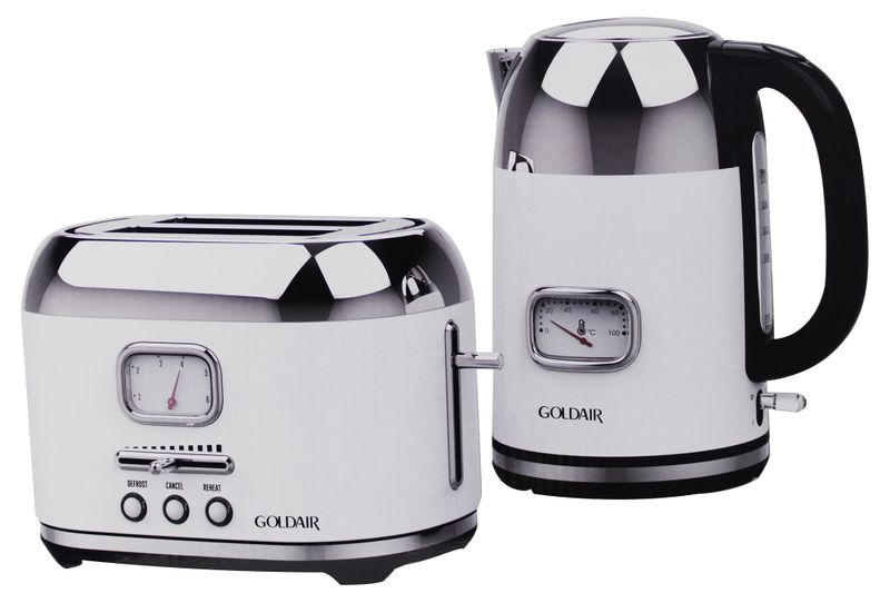 Goldair Retro Gauged 2 Slice Toaster &amp; 1.7L Electric Kettle GRBS200