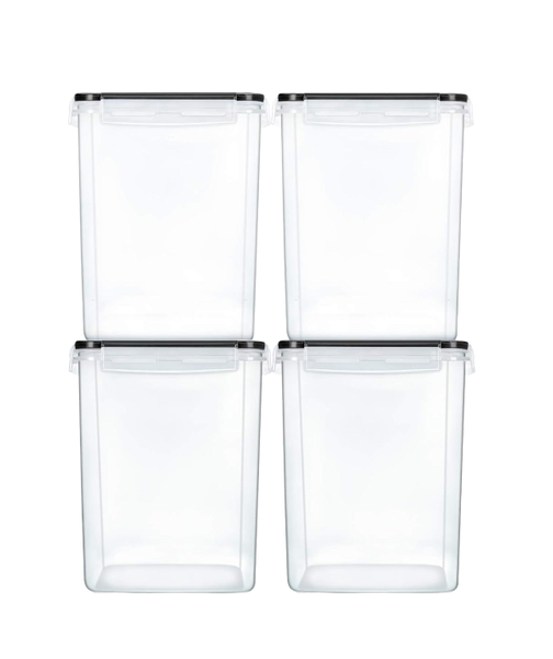 Food Storage Containers, Airtight Canisters, Large 5.2L Plastic, Black