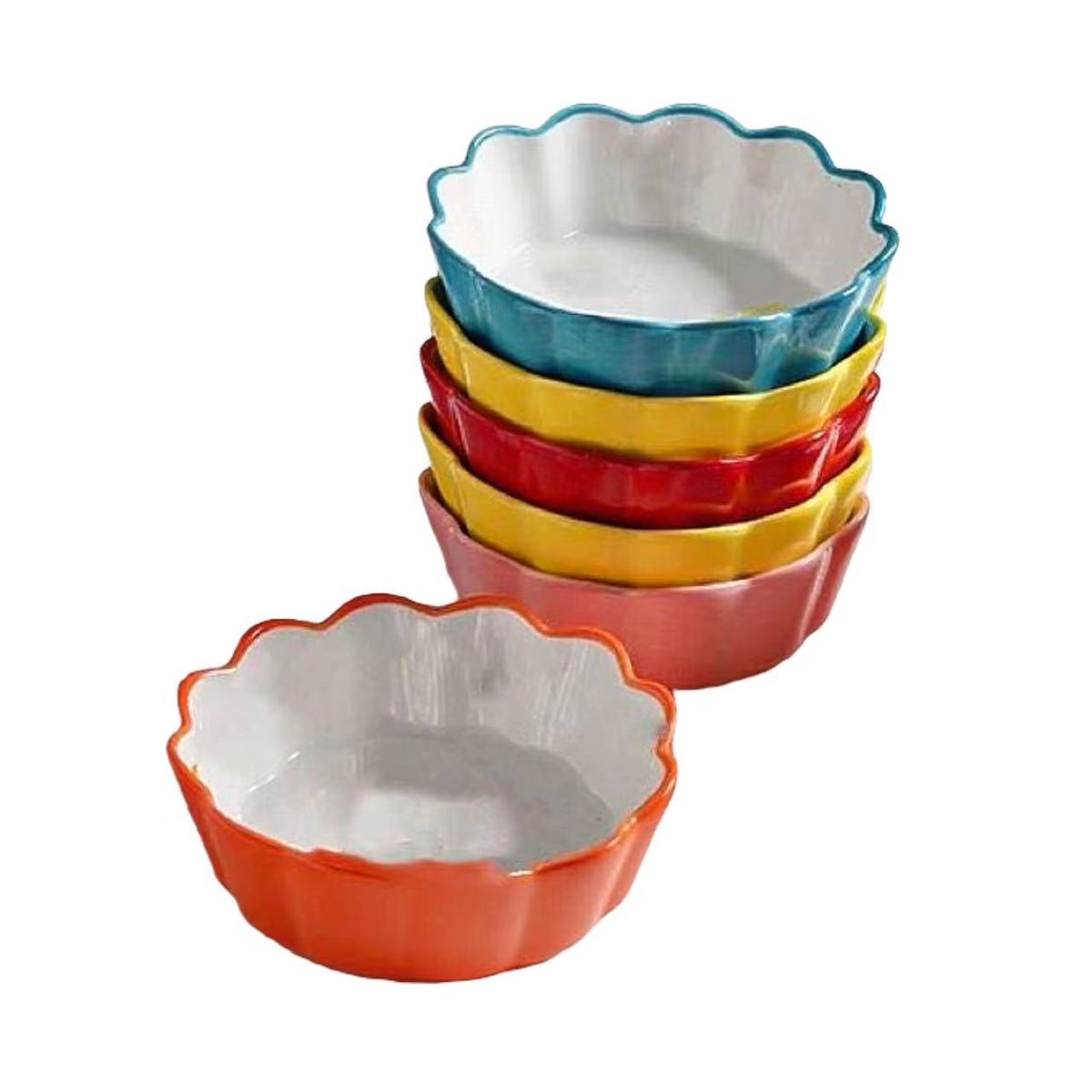 6 Pieces Colourful Pastel Ceramic Salad Bowl Soup Bowl Cereal Dessert 