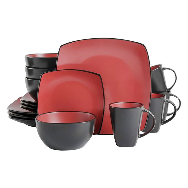Dream Home European Style Ceramics Plates Tableware Set - 16 Piece - Cherry Red