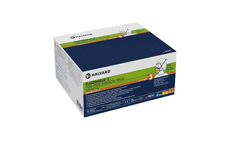 Halyard Fluidsheild Level 3 Fog-Free Surgical Mask with So-soft