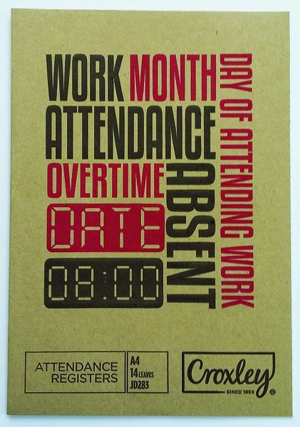 Croxley JD283 A4 14 Page Attendance Register (Pack of 20)