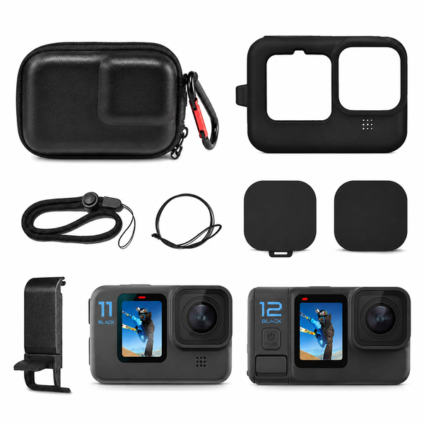 Tempered Glass Screen Protector &amp; Silicone Rubber Case for GoPro Hero 9-12