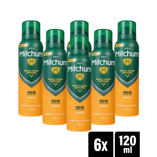 Mitchum Men Antiperspirant &amp; Deodorant Spray Sport 120ml x 6 Pack