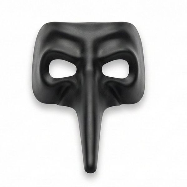 Black Plague Doctor Masquerade Mask - Venetian Style Nose Costume Accessory