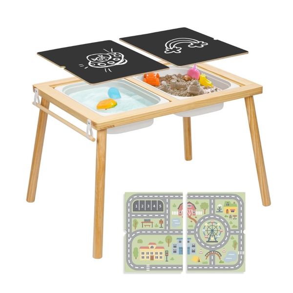 TookyToy - Kids Activtiy Table with Sensory Bins, Tabletop &amp; Roll Holder