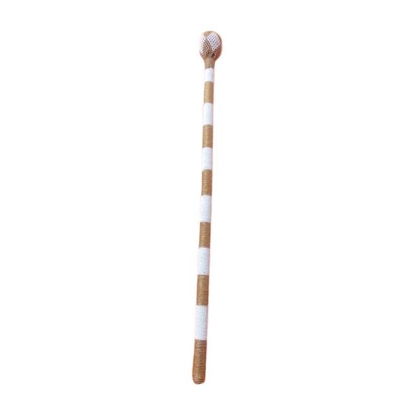 90cm Tall Gold &amp; White Beaded Zulu Stick - Traditional Ceremonial Scepter