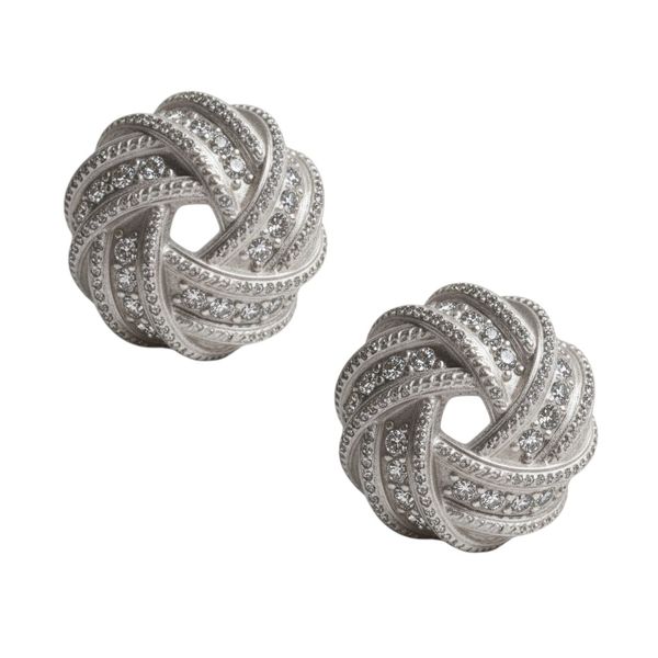 Vintage Knot-Style Sparkling Crystal Round Stud Earrings