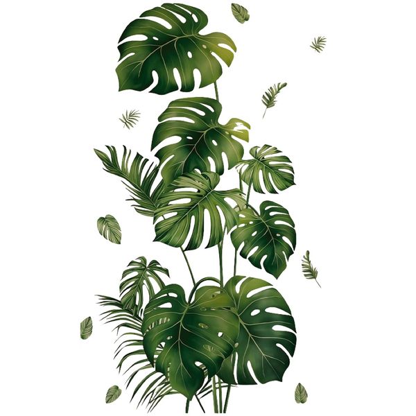 Stationery Self-Adhesive Green Plant Turtle-Back Leaves Wall Sticker -90cm