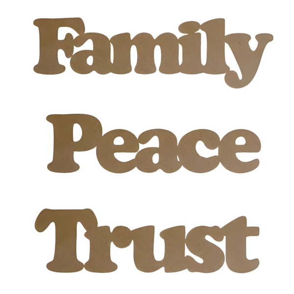 Big Wood Cooper Black Words Combo - Family, Peace, Trust