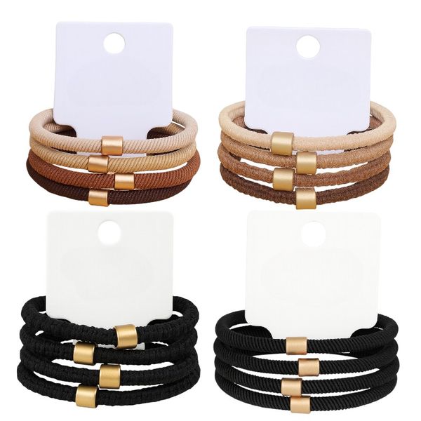4 Pack - 16 Piece Simple Coffee Color Hair Rope Set - Multicolor
