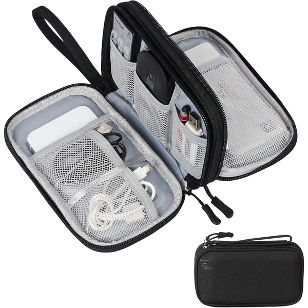 LITH Waterproof Travel Cable Organizer Bag - Electronics Double Pouch