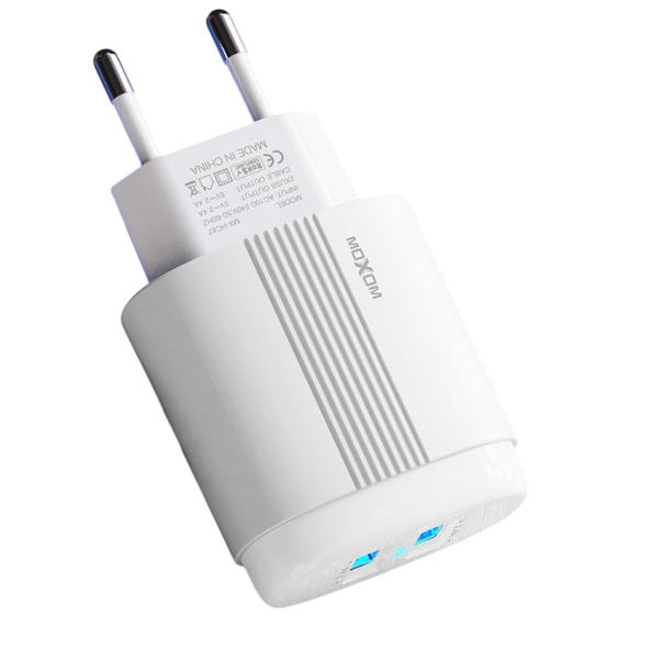 Moxom MX-HC87 Dual USB Wall Charger with Lightning Cable - 2.4A Fast Charge