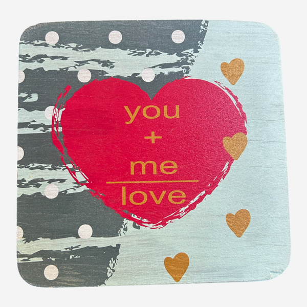 Pine Plywood Quote Block - You + Me = Love