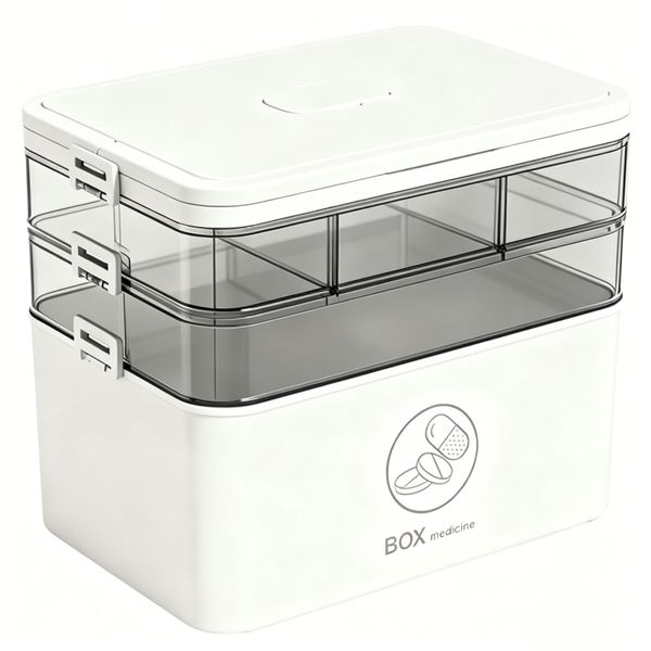 3-Tier Medicine Storage Box Portable First Aid Storage Box with Handle