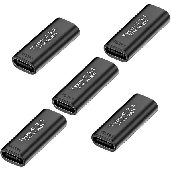 Veltry 5-Pack USB-C Female to Female Adapter - 10Gbps, 100W PD &amp; 8K Video