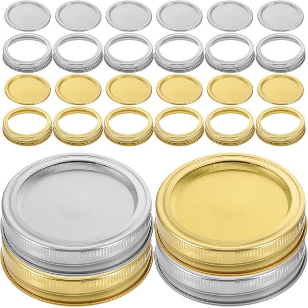 Metal Storage Jar Lids Regular Mouth 70mm Canning Caps Silver Gold