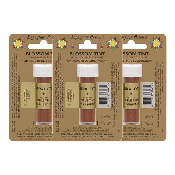 Sugarflair Terracotta Edible Blossom Tints Food Colouring Dust Powder - 10 Piece