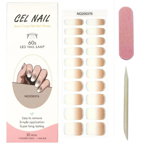 UV/LED Semi Cured Gel Nail Wraps 376