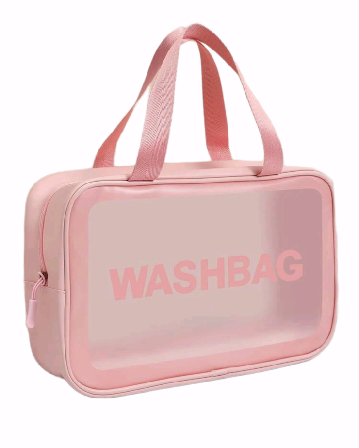 Frosted Large Capacity Waterproof Toiletry Bag with Handle - Pink ...