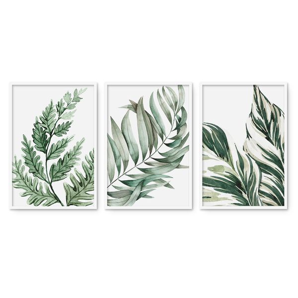Cape Art Framed Canvas 3 Piece 35x50cm Botanical Leaf